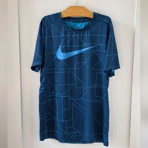 Nike Boy's Teal Geometric Active Tee
